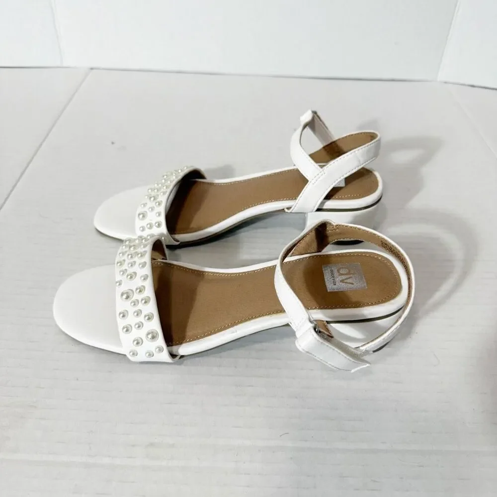 Dolce Vita Girls Golda Imitation Pearl Block Heel Special Occasion Sandal Size 4